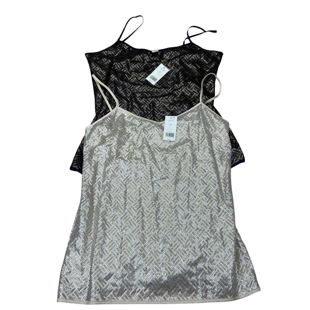 Banana Republic Sequin Top Lot Size M 2Pc Blouse Shirt Casual Work Bundle NWT